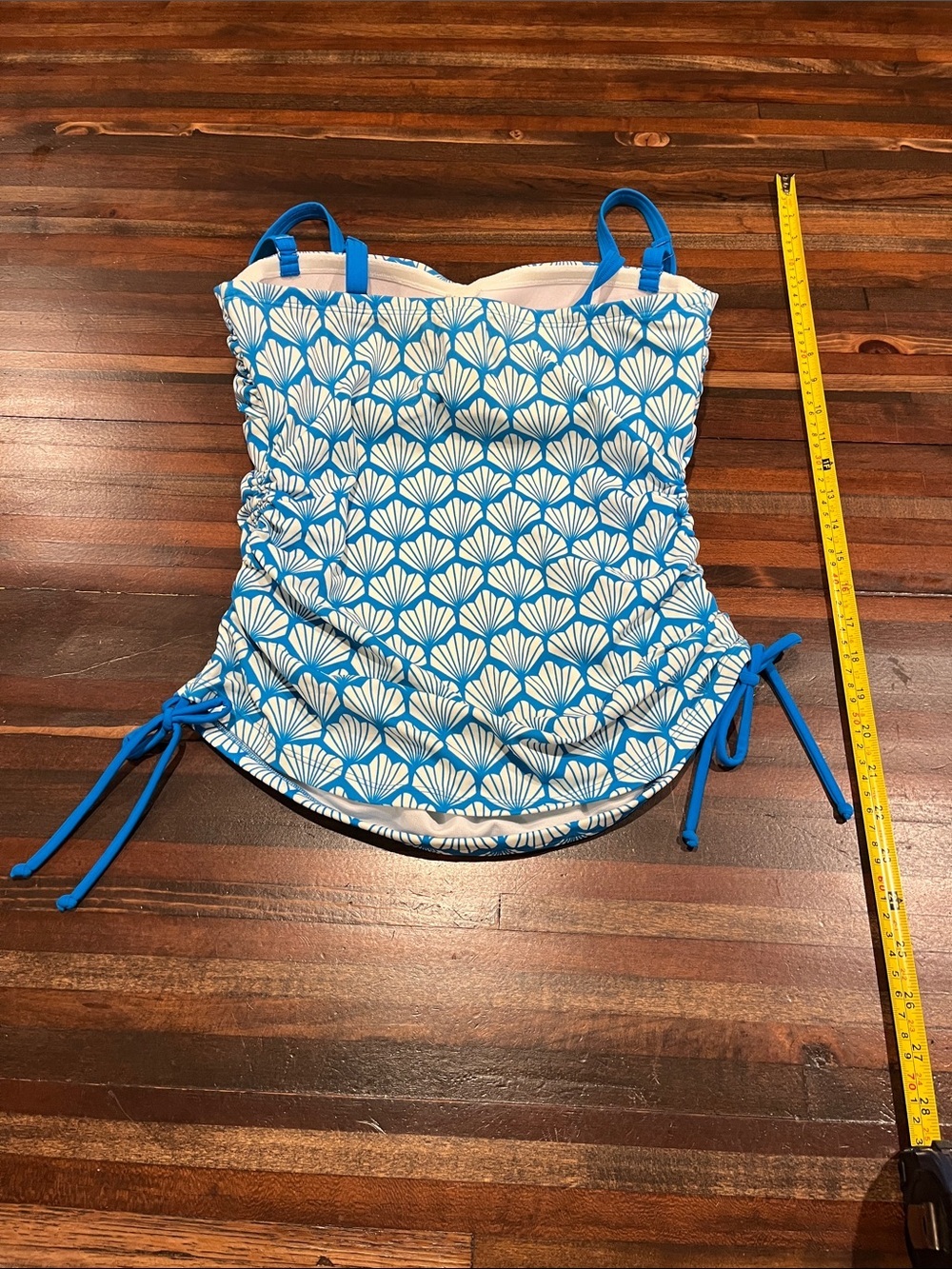 Boden Blue and White Shell-Print Tankini Top size 10 - Picture 3 of 4